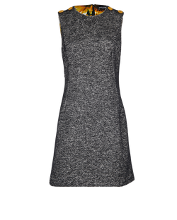 Dolce & Gabbana Tweed Flower Embellished Dress, Wool, Black, Sz 12, 3*