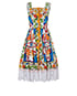 Dolce & Gabbana Majolica Print Square Neck Dress, &pound;450, Clothing, Blue/Orange/White, Cotton, Front view
