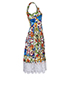 Dolce & Gabbana Majolica Print Square Neck Dress, &pound;450, Clothing, Blue/Orange/White, Cotton, Side view