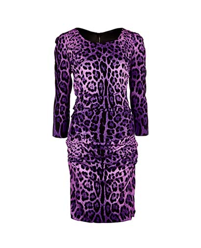 Dolce & Gabbana Long Sleeve Leopard Dress, front view