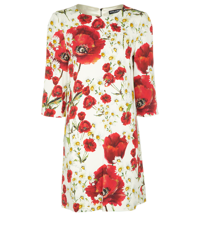 Dolce and Gabbana Poppy Shift Dress, &pound;90, Clothing, Red/White, Viscose, Front view