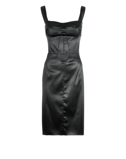 Dolce and Gabbana Corset Detail Midi Dress, &pound;290, Clothing, Black, Satin, Front view