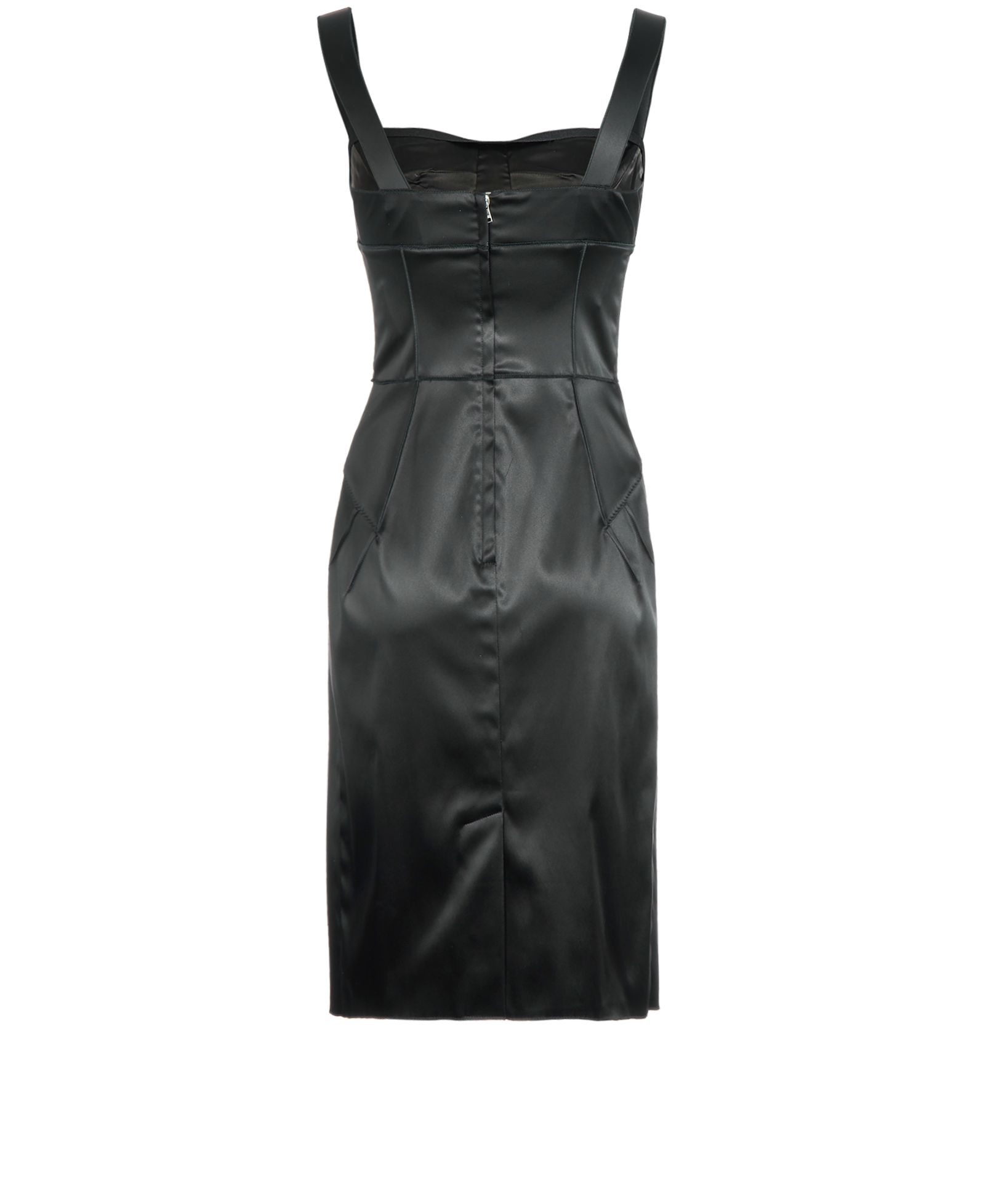 Dolce and Gabbana Corset Detail Midi Dress, &pound;290, Clothing, Black, Satin, Back view