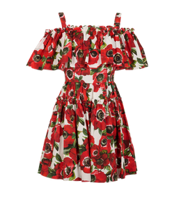 Dolce & Gabbana Anemone Mini Dress, Cotton, White/Red, UK 10, 3*