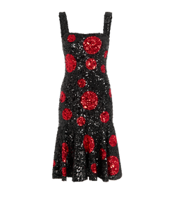 Dolce & Gabbana Sequin Polka Dot Dress, Poly, Black, UK 8, 2*