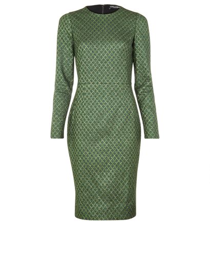 Dolce & Gabbana Metallic Pencil Dress, &pound;130, Clothing, Green, Polyester (Polymer), Front view