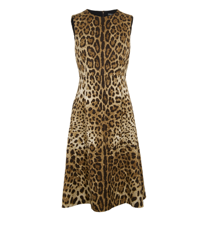 Dolce & Gabbana Leopard Print Sleeveless Dress, &pound;350, Clothing, Brown/Cream, Viscose, Front view