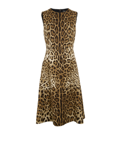 Dolce & Gabbana Leopard Print Sleeveless Dress,Viscose,Brown/Cream,UK10,3*