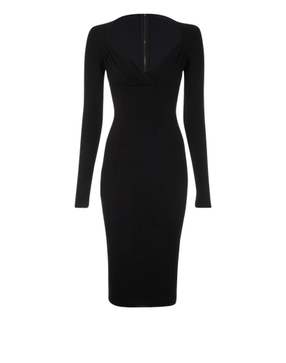 Dolce & Gabbana Sweetheart Neckline Midi Dress, &pound;250, Clothing, Black, Elastane/Polyester (Polymer)/Viscose, Front view