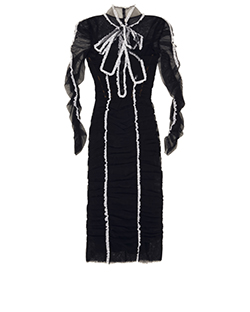 Dolce and Gabbana Pussy Bow Dress, Polyamide/Cotton, Black/White, 4, 3*