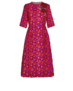 Dolce & Gabbana Jacquard Dress, Silk/Polyester, Orange/Purple, UK 14