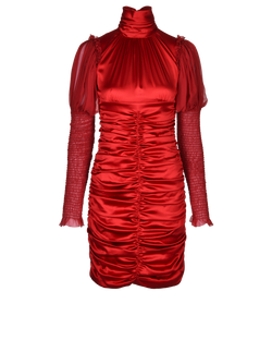 Dolce & Gabbana Ruched Dress, Silk, Red, UK 8, 3*