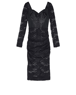 Dolce and Gabbana Corset Long Sleeve Dress, Polyamide/Cotton, Black, 6, 2*