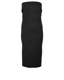 Dolce & Gabbana Pinstriped Strapless Dress, Wool, Black, UK10, 3*