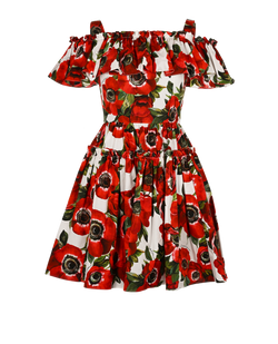 Dolce & Gabbana Floral Dress, Cotton, Red/White, UK6, 2*