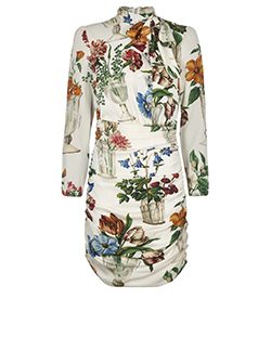 Dolce and Gabbana Floral Zebra Dress, Silk, Multi, 10, 3*  