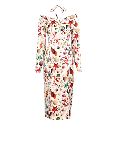 Dolce & Gabbana Shell Print Dress, £395, Clothing, Red/White, Silk, Front view