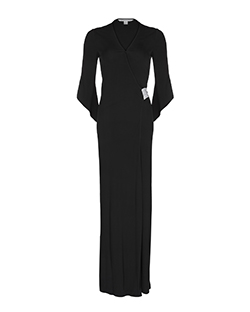 Diane Von Furstenberg Maxi Wrap Dress, Rayon, Black, UK 12