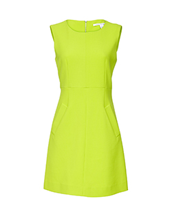 Diane Von Furstenberg Zipped Mini Dress, Poly/Viscose, Neon Lime, UK 10