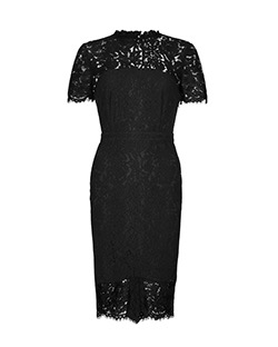 Diane Von Furstenberg Open Back Lace Dress, Cotton, Black, UK 14