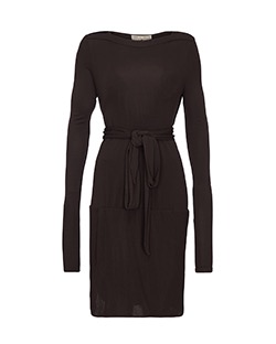 Emilio Pucci Long Sleeve Belted Dress, Viscose, Brown, UK 8