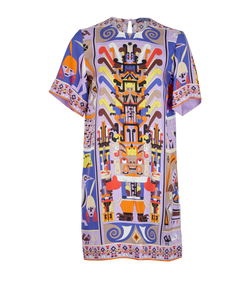 Emilio Pucci Printed Shift Dress, Silk, Multi/Purple, UK6, 3*