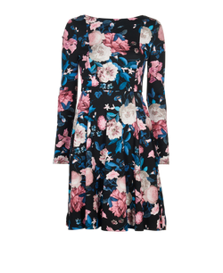 Erdem Floral Dress, Viscose, Black/Pink, UK6, 3*