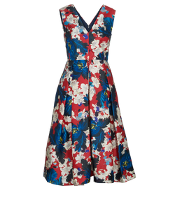 Erdem Midi Dress, Silk, Blue/Red, UK8, 3*