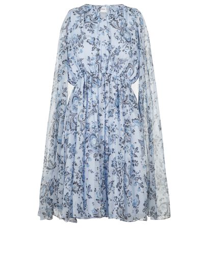 Erdem Floral Cape Dress, &pound;120, Clothing, Blue, Chiffon (Silk), Front view