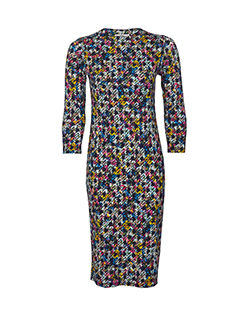 Erdem Pixelated Design Dress, Viscose, Multi, UK 6