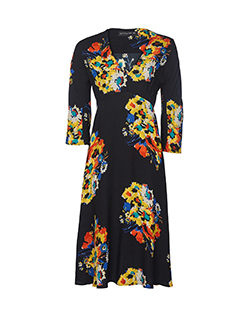 Etro Floral Dress, Silk, Black, UK 12