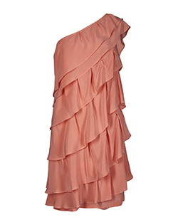 Fendi Off the Shoulder Layered Dress, Silk, Peach, UK 10