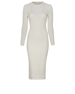 Fendi x Skims Long Sleeve Midi Dress, Viscose, Cream, UK4, 3*