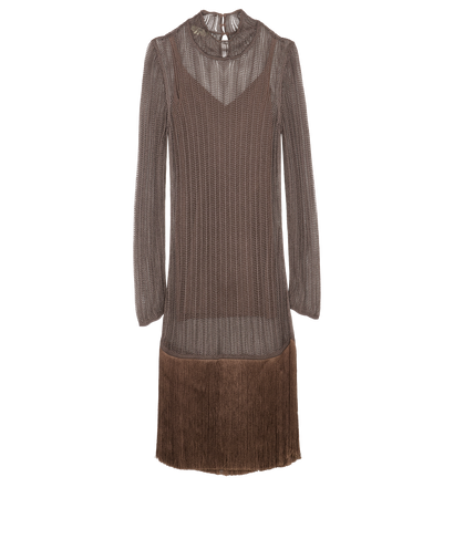 Fendi Knitted Fringes Dress, £550, Clothing, Brown, Viscose, Front view