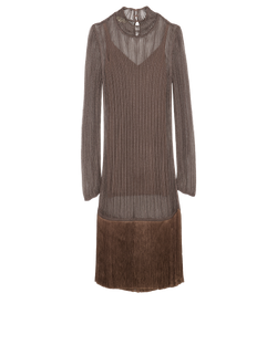 Fendi Knitted Fringes Dress, Viscose, Brown, UK 6, 3*