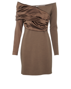 Fendi Satin Jersey Mini Dress, Wool, Taupe, Uk12, 3*