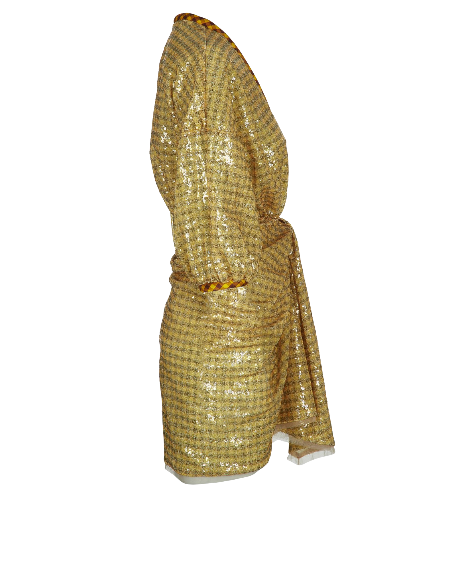 Fendi Gingham Sequin Dress, &pound;150, Clothing, Yellow, Polyester (Polymer), Side view