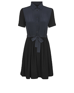 Fendi Short Sleeve Skater Dress, Polyester, Navy/Black, UK 10