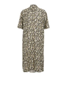 Fendi Zucca Print Oversized Shirt Dress, Silk, Green, UK6, 3*