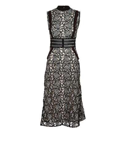 Floral Guipure Lace Midi Dress, &pound;180, Clothing, Black/White, Lace, Front view