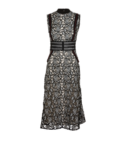 Floral Guipure Lace Midi Dress, Black/White/Floral,  8UK, 2*