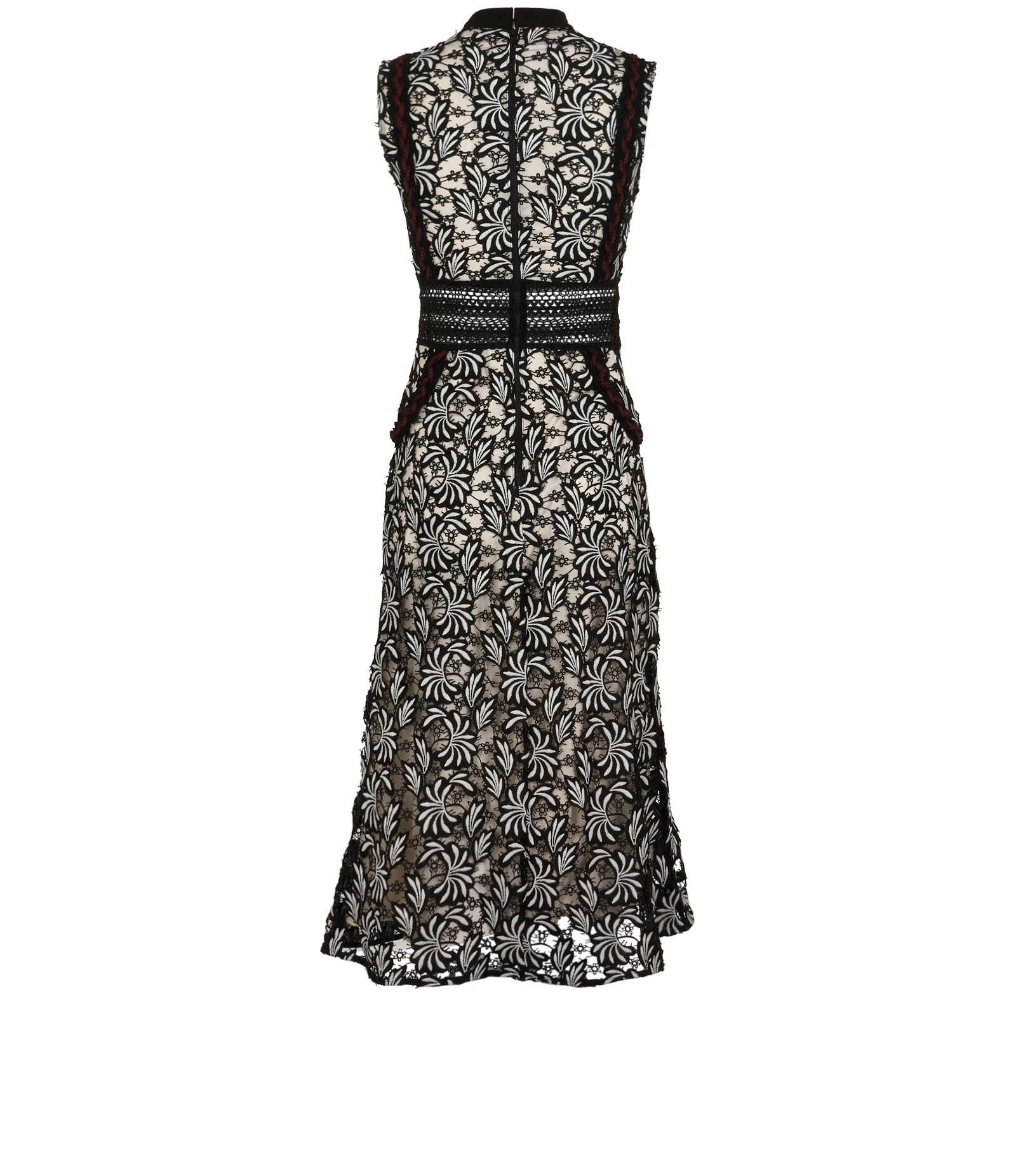 Floral Guipure Lace Midi Dress, &pound;180, Clothing, Black/White, Lace, Back view