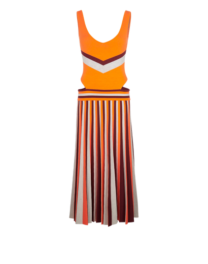 Gabriela Hearst Cut Out Pleated Skirt Dress, &pound;280, Clothing, Beige/Orange/Red, Wool, Front view