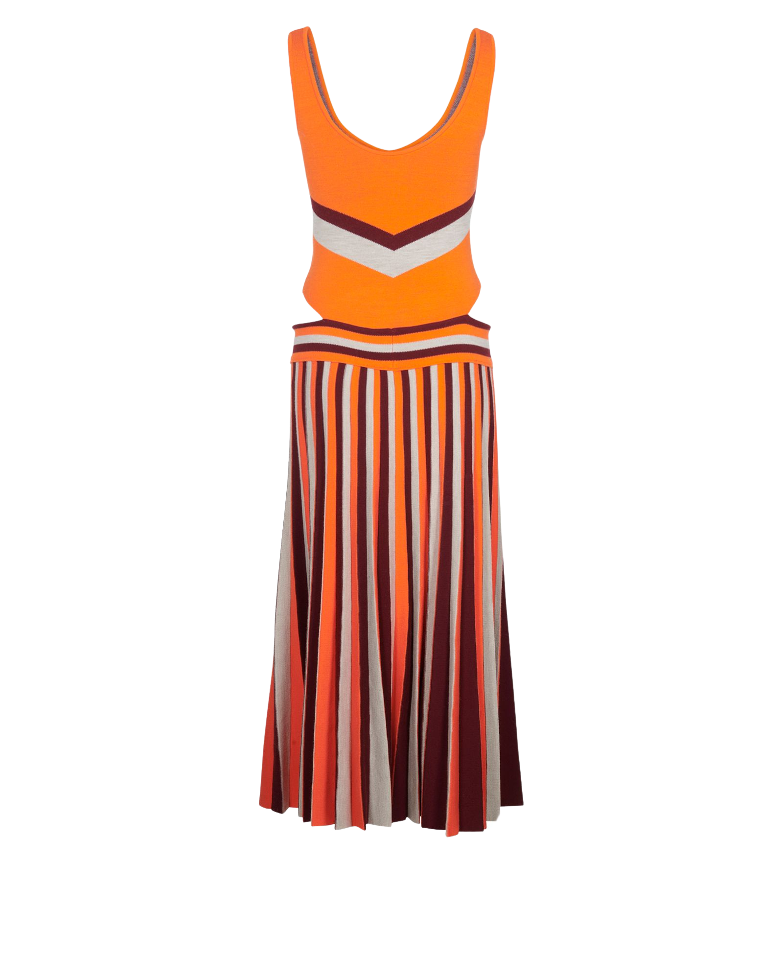 Gabriela Hearst Cut Out Pleated Skirt Dress, &pound;280, Clothing, Beige/Orange/Red, Wool, Back view