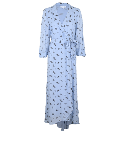 Ganni Georgette Maxi Wrap Dress, £60, Clothing, Blue, Viscose, Front view