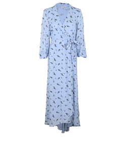 Ganni Georgette Maxi Wrap Dress, Viscose, Blue, UK10, 2*