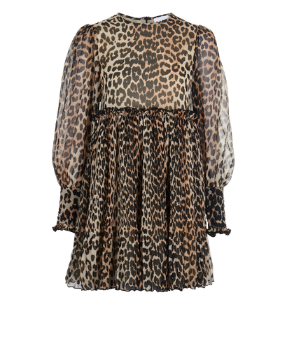 Ganni Animalier Pleated Dress - UK6, front view