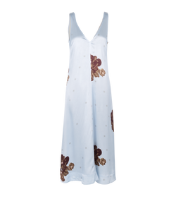 Ganni Floral Print Dress, Viscose, Blue, UK 14, 3*