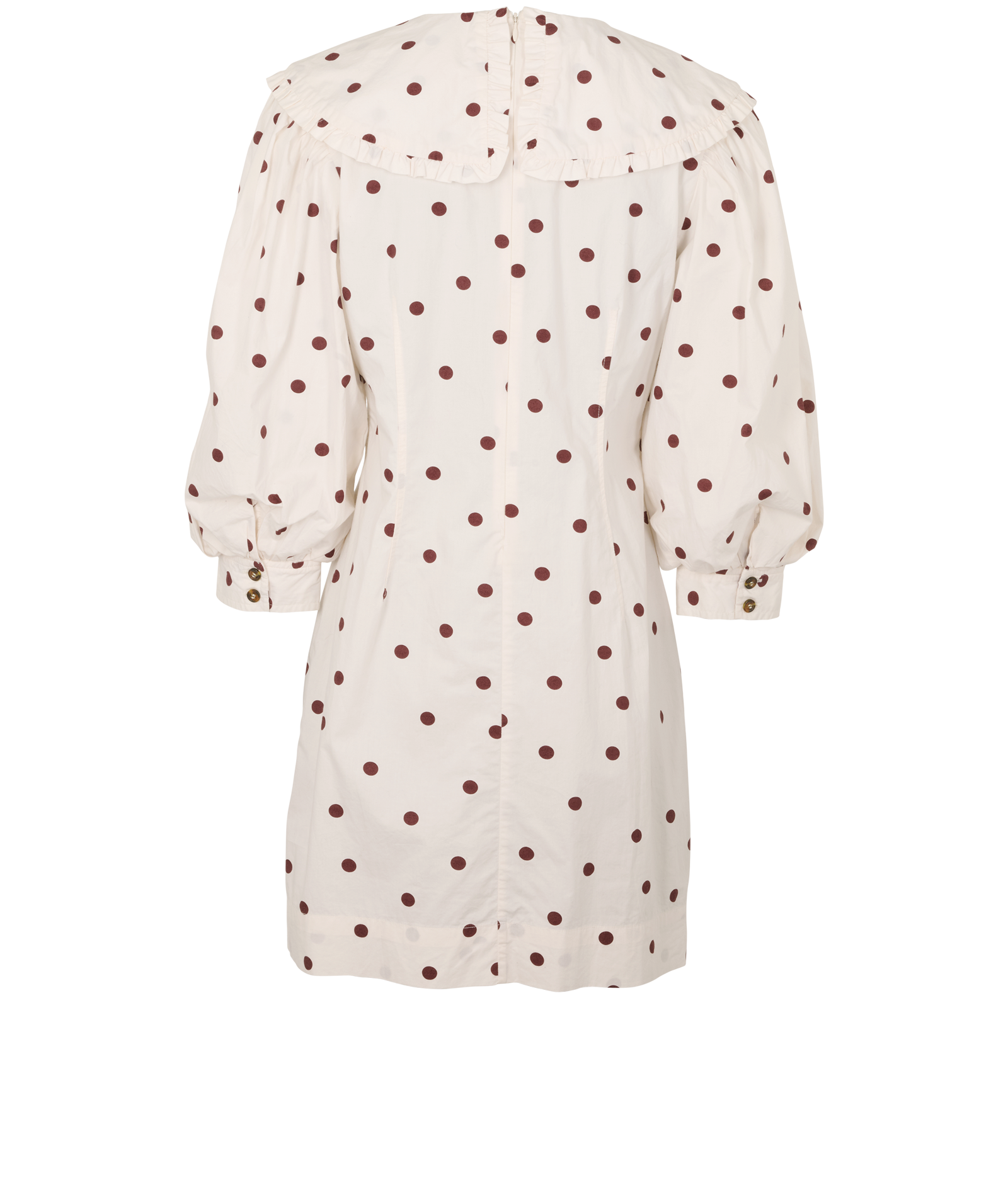 Ganni Sailor Collar Mini Dress, &pound;60, Clothing, Brown/White, Cotton, Back view