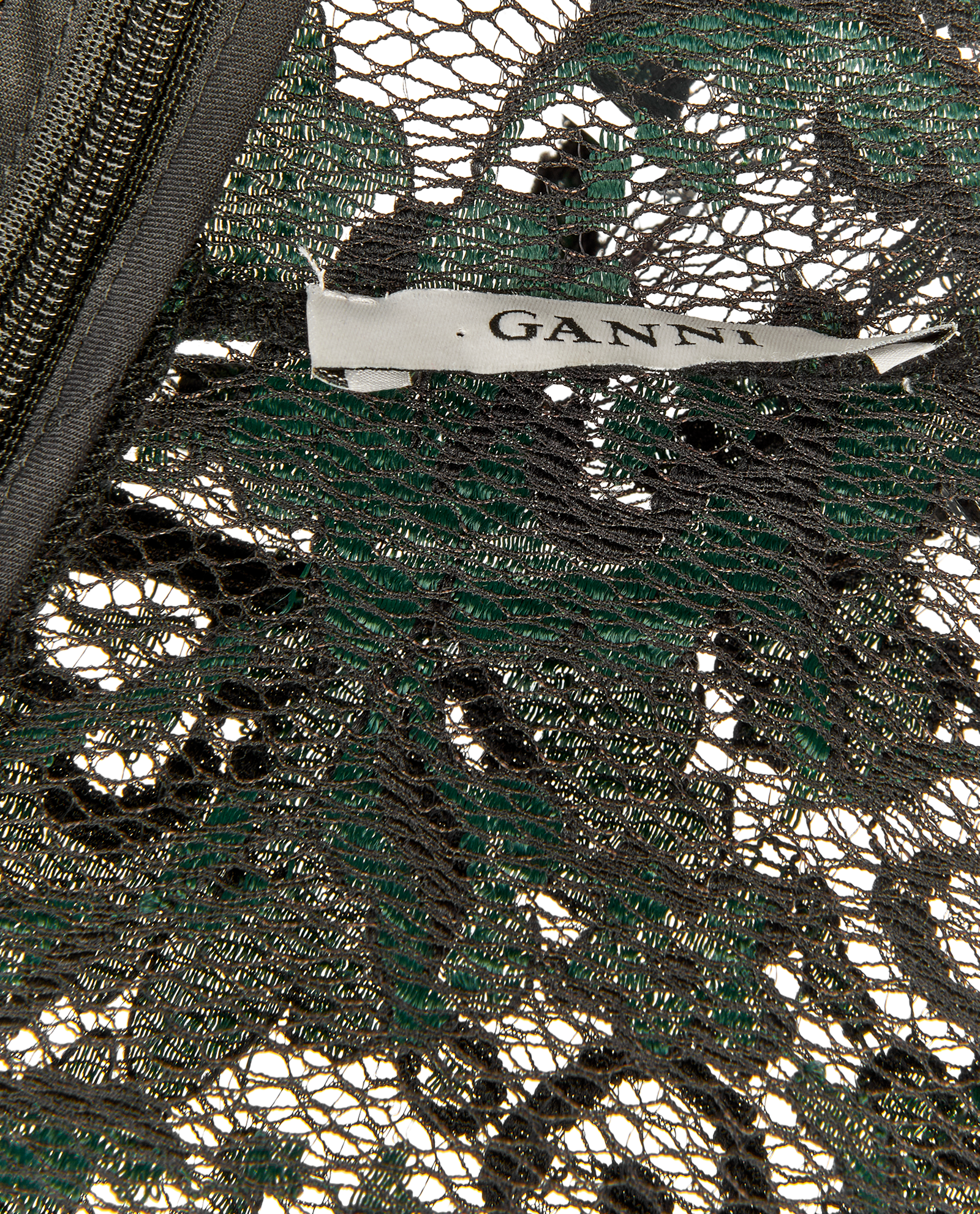 Ganni High Neck Midi Dress, &pound;60, Clothing, Black/Green, Lace, Other view